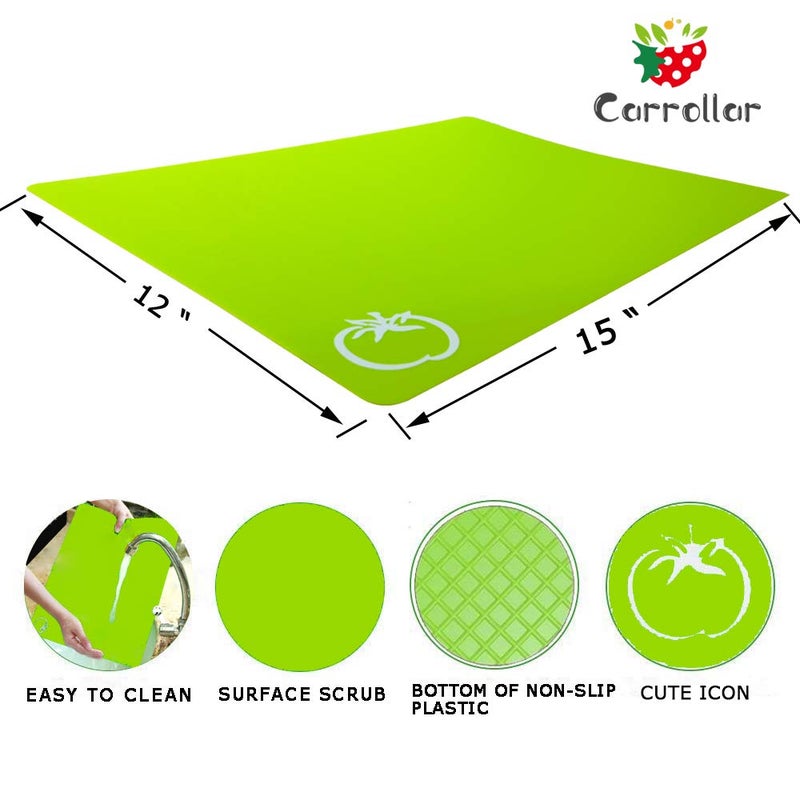 Carrollar Flexible Plastic Cutting Board Mats, Colored Mats With Food Icons, Gripped Back, Cutting board Set of 4 (1) - Image 2
